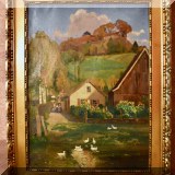A07. Circa 1880 landscape painitng by Hans Pantzel. Oil on canvas. Canvas: 27”h x 20”w 
